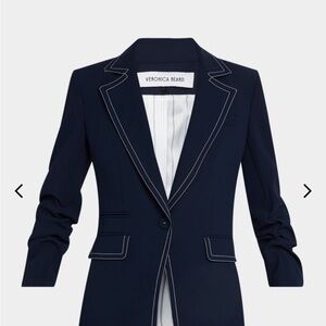 Veronica Beard Midnight Blue Blazer with White Stitching